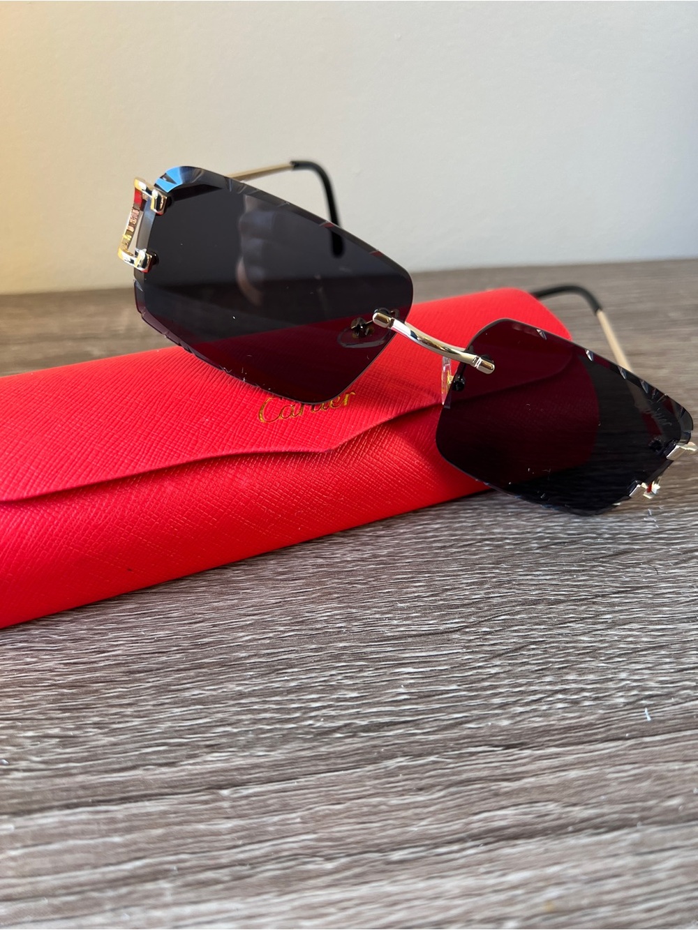 Cartier Men's Sunglasses in Black with Gold Accents